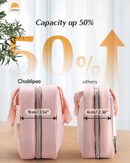 Chakipee Travel Hanging Toiletry Bag for Women - Waterproof Cosmetic Organizer with Clear Window, Lightweight Bathroom Bags for Essentials, Makeup, Shampoo, Toiletries (Pink, Medium)