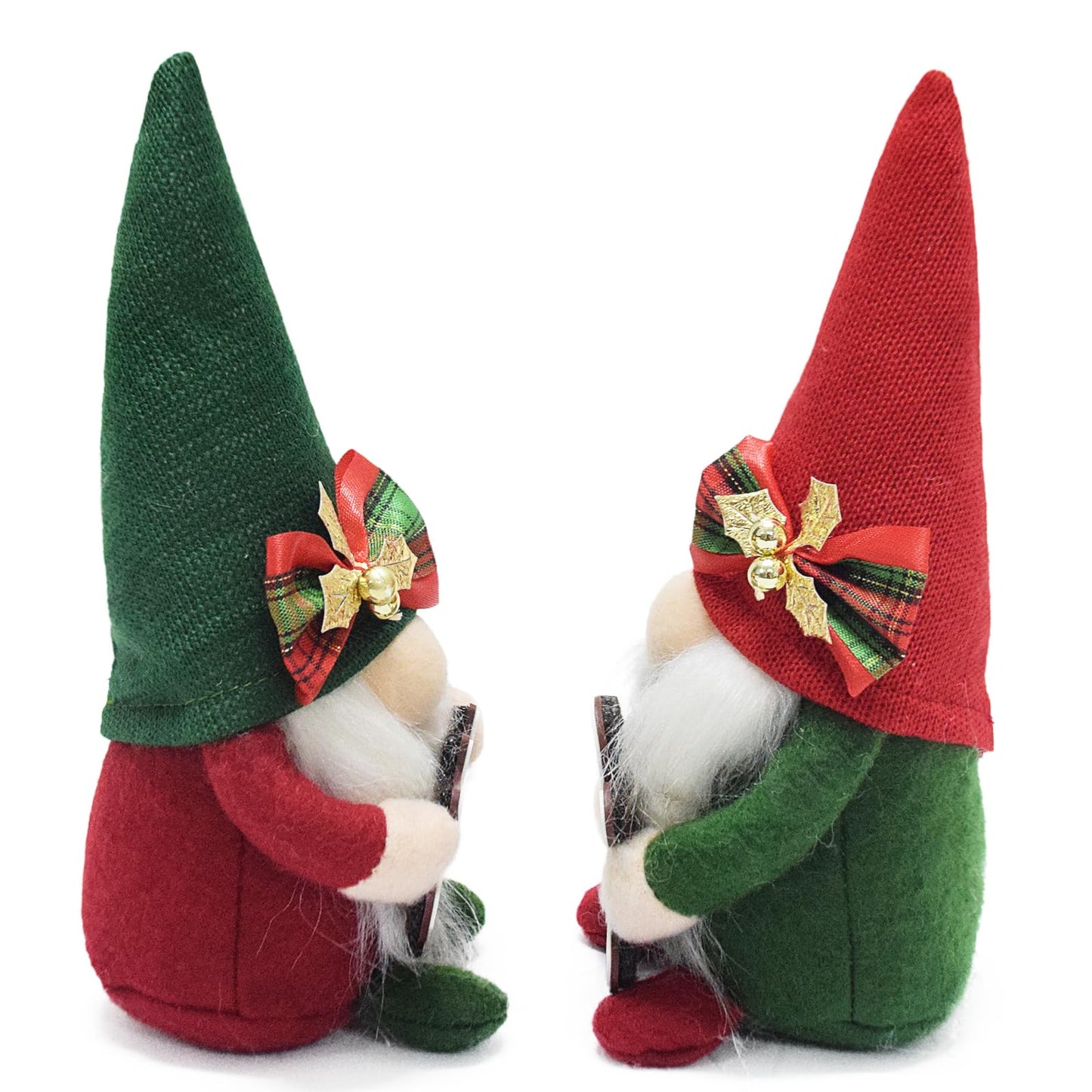 Attiigny Christmas Gnomes Plush with Gingerbread,Handmade Xmas Tomte Swedish Nordic Red Green Gnomes Figurine Classical Navidad Elf Gifts Noel Ornaments for Home Office Decor
