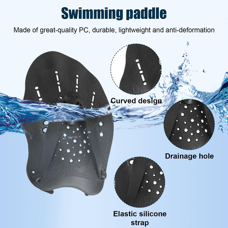 2pcs Swim Paddles Hand, Hand Paddles for Lap Swimming Training Equipment with Adjustable Straps Swim Gear for Women Men Children Improves Speed and Form