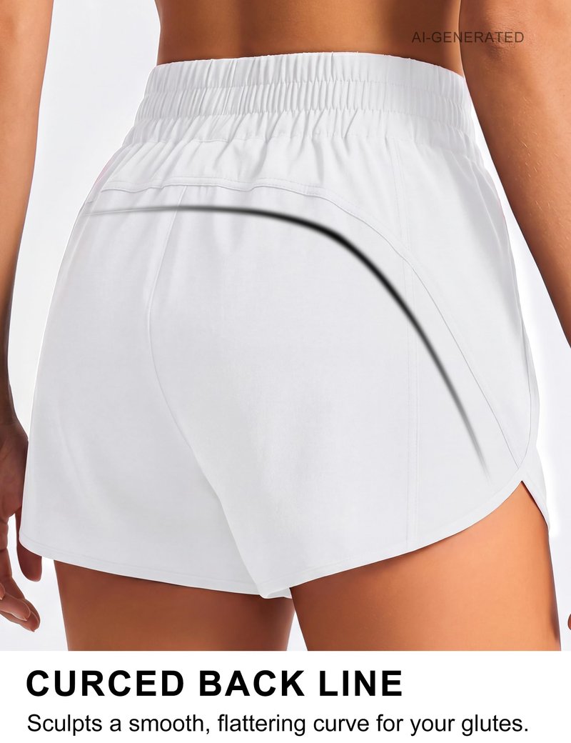 BMJL Women's Running Shorts Elastic High Waisted with Pockets, 2.5" Sporty Workout Quick Dry Athletic Shorts(S,White)
