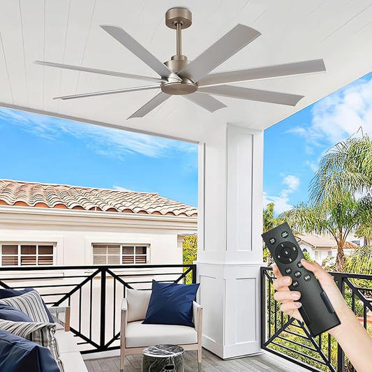 Depuley 60-Inch Ceiling Fan No Light: 8-Blade Large Ceiling Fans with Remote Control - Ultra Quiet DC Motor Reversible Timer Brushed Nickel