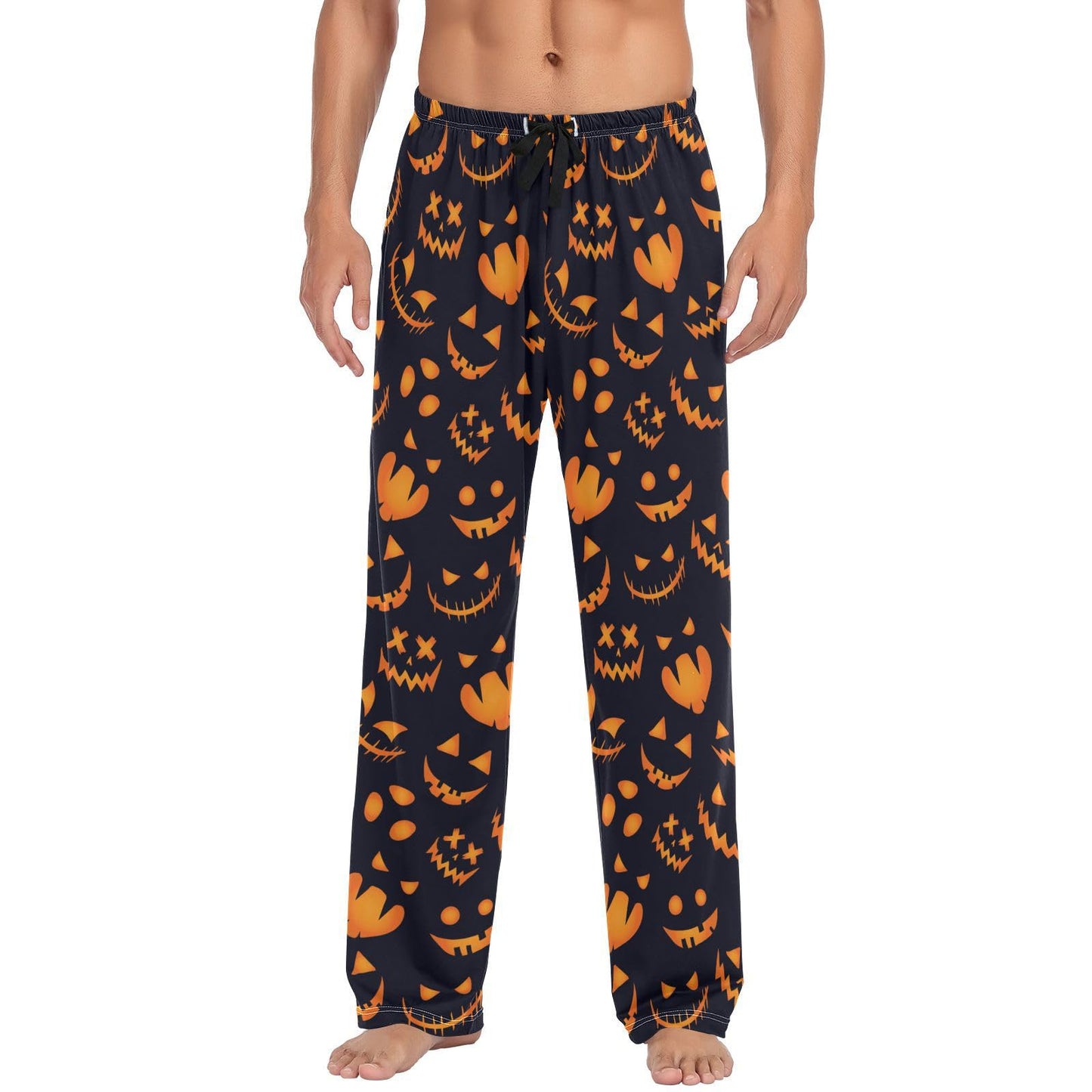 Pumpkin Halloween Pajama Pants Mens Lounge Pants Super Soft Men Pajama Bottoms with Drawstring Pockets Size M