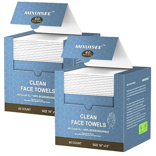 Disposable face towel, MIXUISEE thick and soft face towels, 100% cotton face