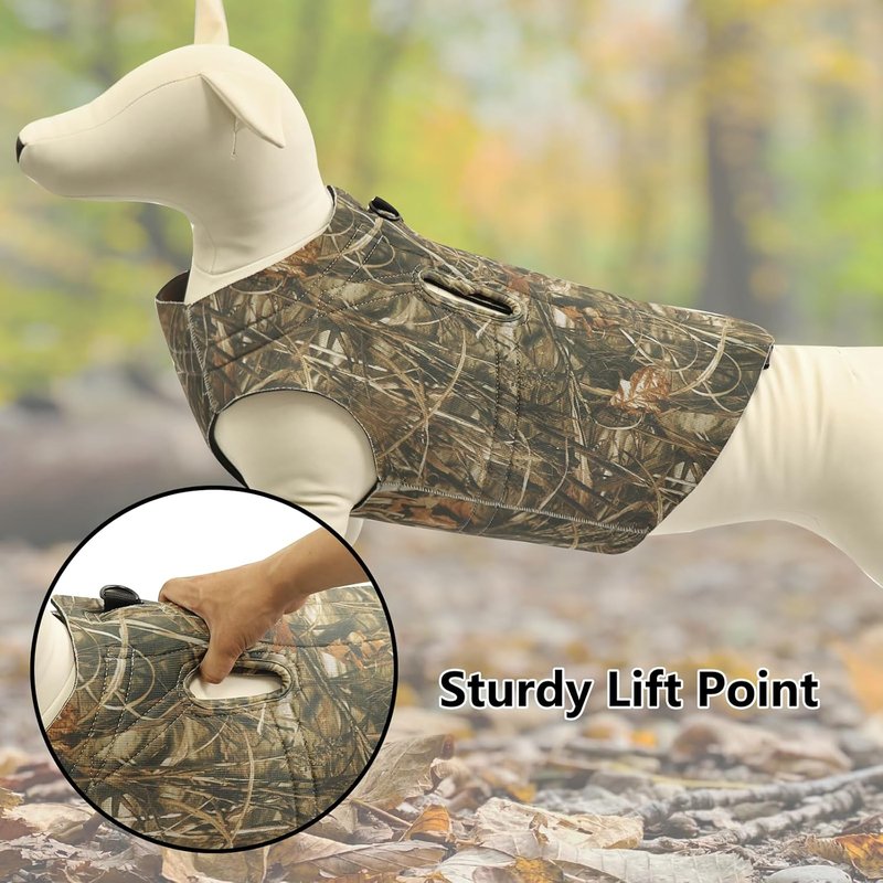HUNTPAL Waterfowl Camo Dog Hunting Vest - Neoprene Reflective Harness for Large Dogs | Adjustable No Pull Design