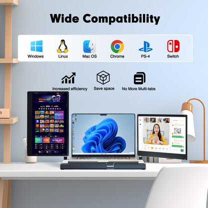 2025 New Upgraded Laptop Screen Extender Portable Monitor, 1080P FHD IPS Screen, Monitor Extender for Laptop, Fit for 13-17" Laptops, Plug & Play Compatiable with Windows/Mac/Android/Switch (14 inch)
