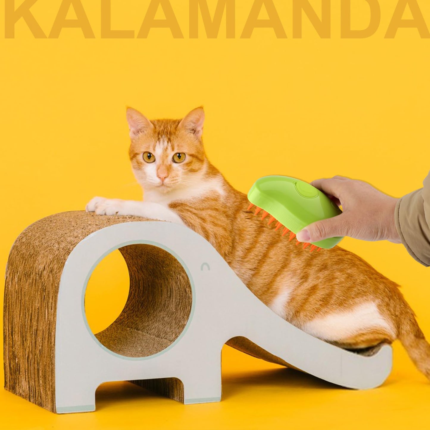 KALAMANDA Cat Steam Brush, 3 In 1 Cat Steamy Brush, Silicone Massage Grooming Brush, Pet Hair Cleaning Brush Comb for Cats Dogs (Green)