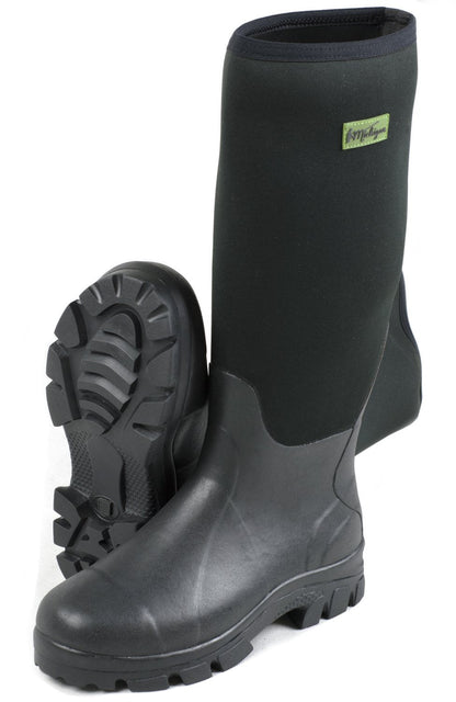 Michigan Black Neoprene Waterproof Wellington Muck Field Fishing Boots Size 9