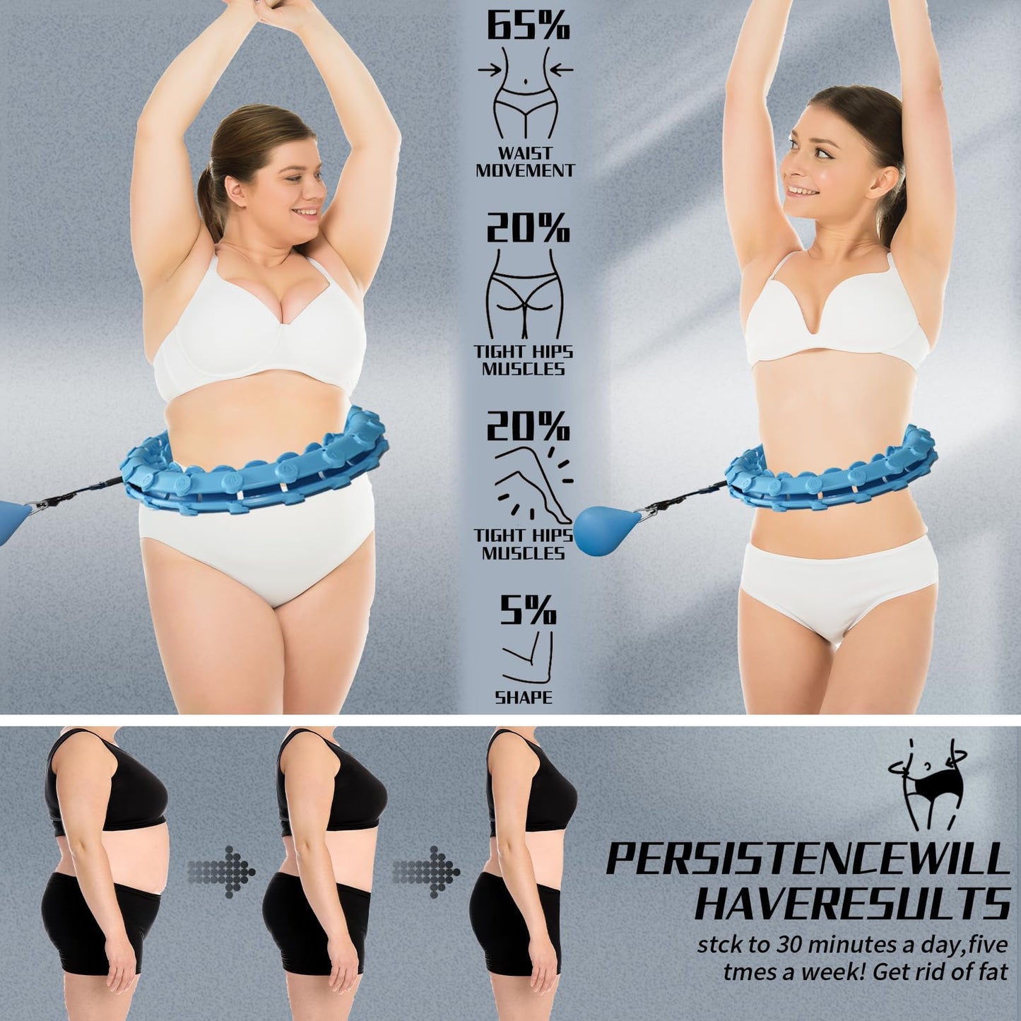 Dumoyi 2025 New Upgraded Smart Weighted Hoop for Adults Weight Loss,Infinity Fitness Hoop Plus Size for Women Smart Exercise Equipment