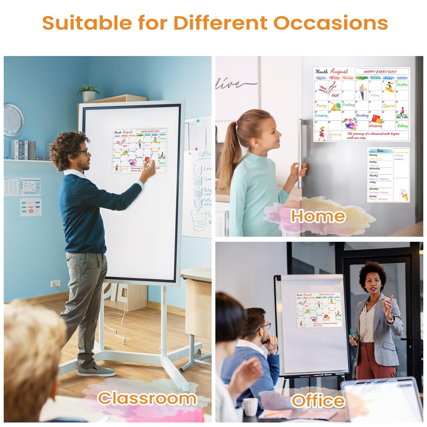 Dry Erase Magnetic Calendar for Refrigerator - 15"x 11.5" Monthly Calendar Whiteboard + 9" x 7" Weekly Planning Board, Fridge Calendar Magnet