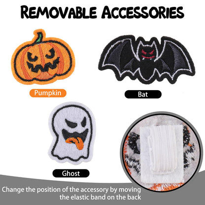 PUPTECK Halloween Cat Collar Breakaway with Bells - 3 Pack Kitten Collar Outfit Adjustable for Girl Boy Small Pet Puppy Bunny Costume with Safety Buckle, Orange Purple Black