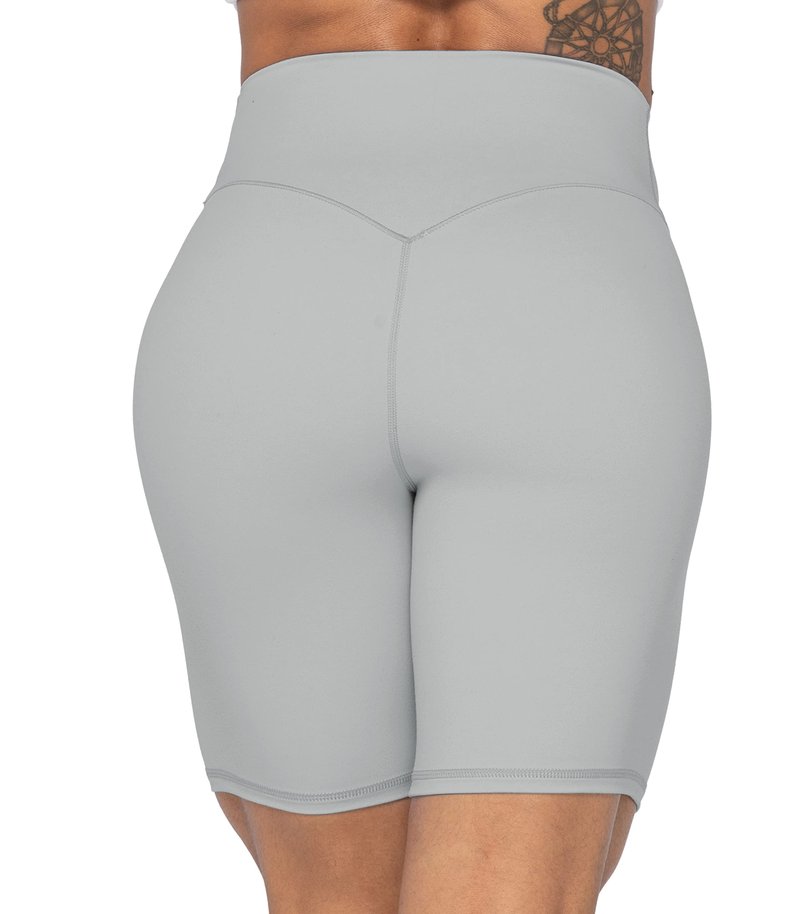 Sunzel 8" High Waist Biker Shorts for Women No Front Seam Soft Yoga Workout Gym Bike Shorts Tummy Control Squat Proof Gray