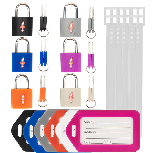 6 Pack Color Mixed TSA Luggage Locks with Key and Travel Tag - TSA Approved, Family Set Lock for Backpacks, Bags and Luggage