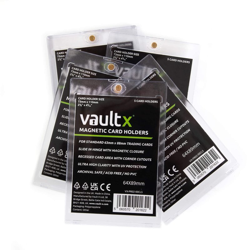 Vault X Magnetic Card Holder 35pt (5 Pack), Clear One Touch Hard Cases, UV Protection, for Trading Cards