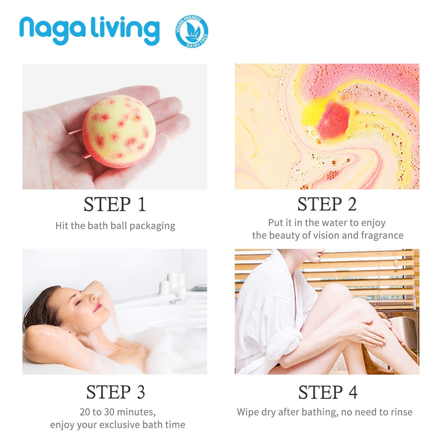 Nagaliving Bath Bombs Gift Set, 10 Organic Bubble Bombs, for Valentine’s Day, Christmas