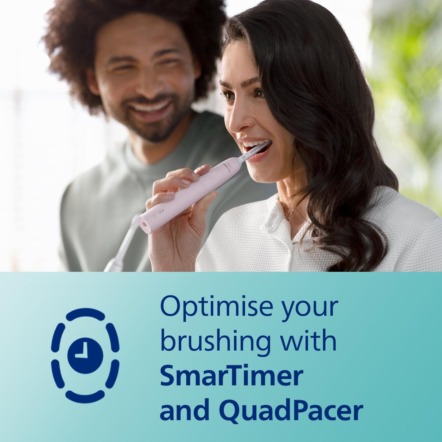 Philips Sonicare 3100 Electric Toothbrush, Sonic Toothbrush, Pressure Sensor and Timer, Sugar Rose and Black, Dual Pack, HX3675/15
