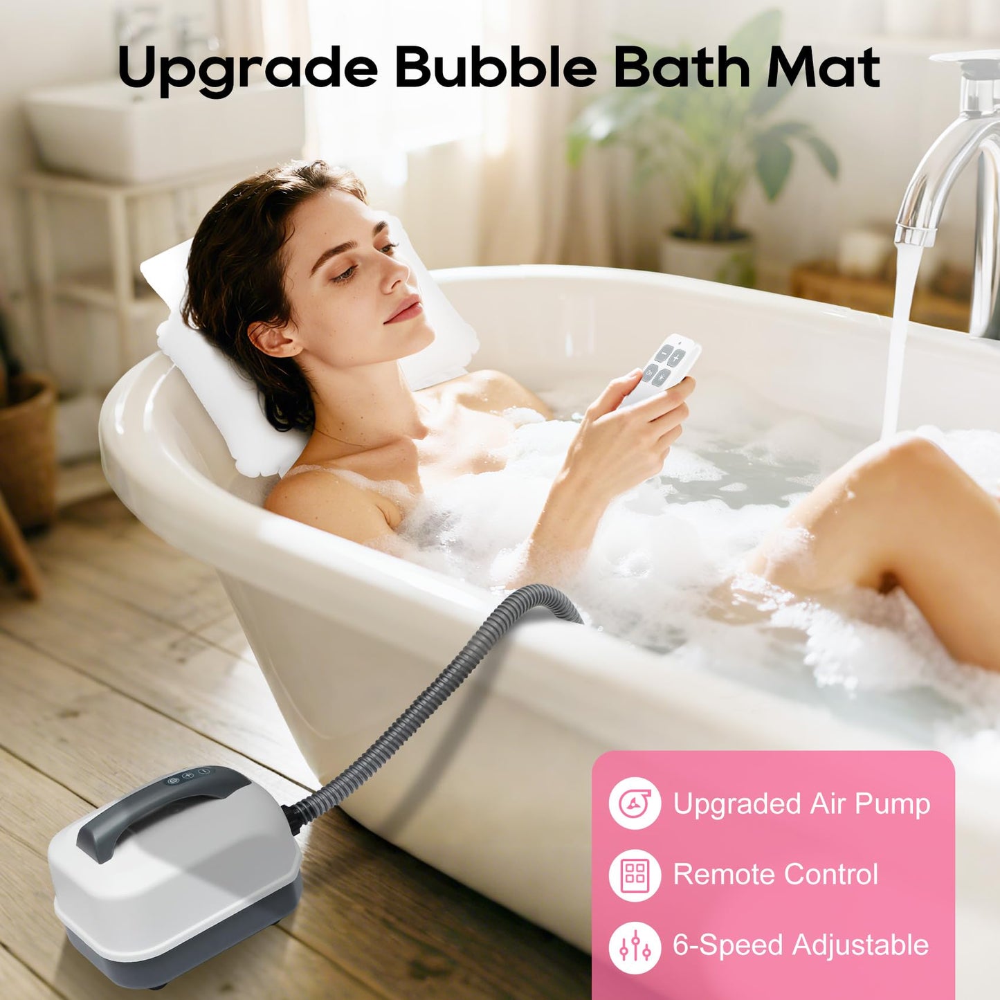 ZSUCC Portable Spa Bubble Bath Massager, Remote Control Adjust 6 Levels