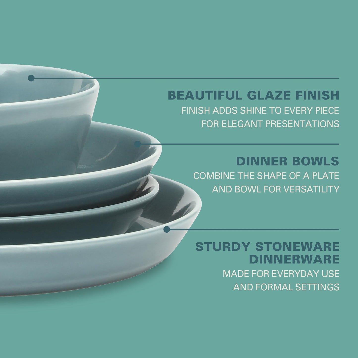 Gibson Home Summer Shades 16 Piece Plates and Bowls Dishes Service for 4 Porcelain Dinnerware Set - White
