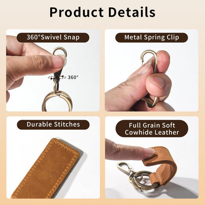 Onedor Custom Keychain, Personalized keychains, Genuine Leather Key Chain Holder Engrave Name Text, Customized Gifts for Men Boyfriend Lovers