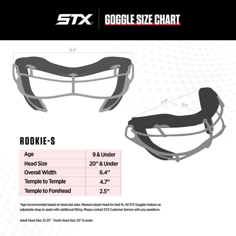 STX Lacrosse Rookie-S Youth Goggle, Punch