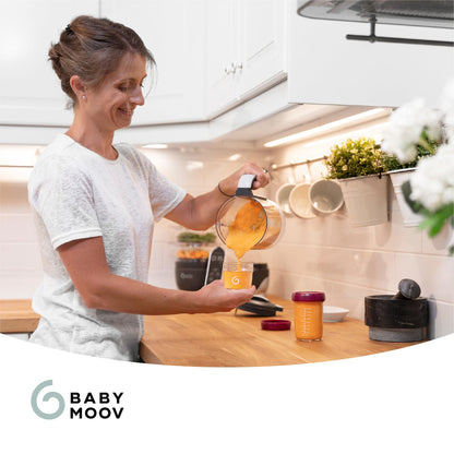 Babymoov Baby Glass Food Jars, Set of 4 (8oz Each) BPA-Free Storage Containers, Leakproof Lids, Microwave, Freezer & Dishwasher Safe, Baby Registry Essential