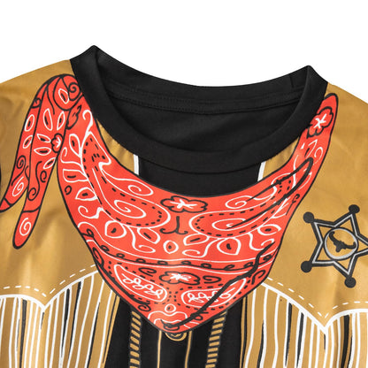 Catmama Little Boys Girls Western Cowboy Cute Halloween Toddler Short Sleeve T-Shirt (5T)