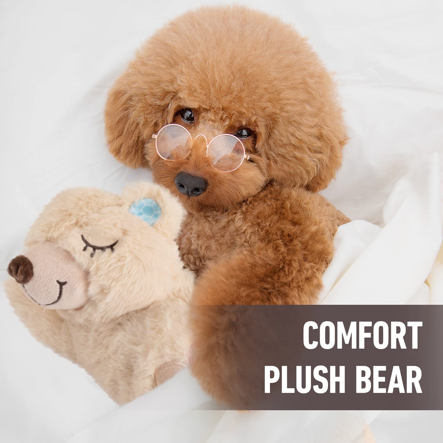 pet prime Snuggle Bear - Pet Plush Toy Heartbeat Plush Bear Kitty Toy Dog Comfort Toy