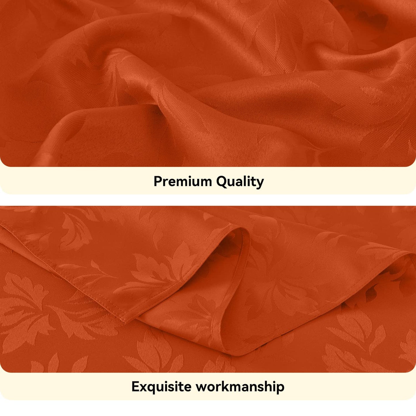 Romanstile Fall Jacquard Rectangle Tablecloth - Thanksgiving Waterproof Table Cloths Autumn Heavy Weight Fabric Table Covers for Dinner/Parties/Holiday - 52 x 70 Inch, Burnt Orange