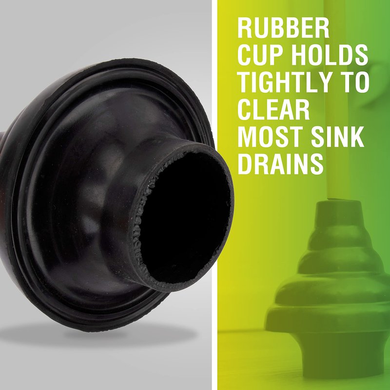LDR 512 3410A Heavy Duty Drain Handle Double Thrust Rubber Force Cup Removes Clogs for Bathrooms, Kitchens, Baths, Showers, Powerful Commercial and Residential, 26.40"X5.35", Wood Flange Plunger