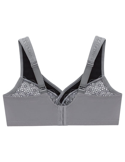 Glamorise Full Figure Plus Size MagicLift Moisture Control Bra Wirefree #1064 Gray Heather