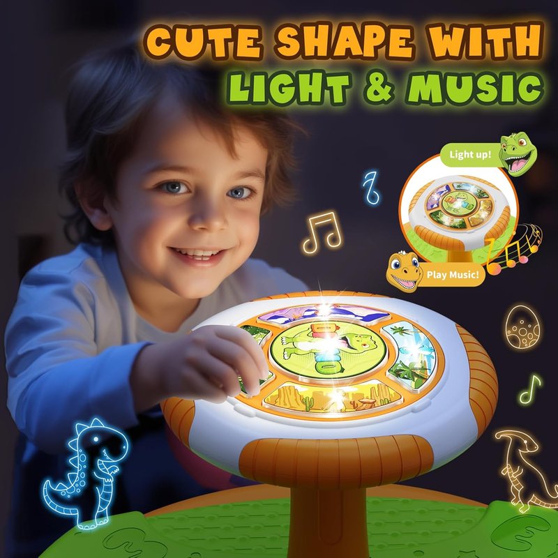 Dinosaur Sit and Spin Toy for Toddlers | 360° Spinning Seat with LED Lights & Music | Sensory Fun for Kids 1-5
