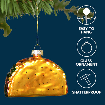 JOYIN Christmas Taco and Burrito Ornament, 2 pcs Glass Blown Set Handcrafted for Tree Hanging Ornament Outdoor Christmas Decorations Indoor