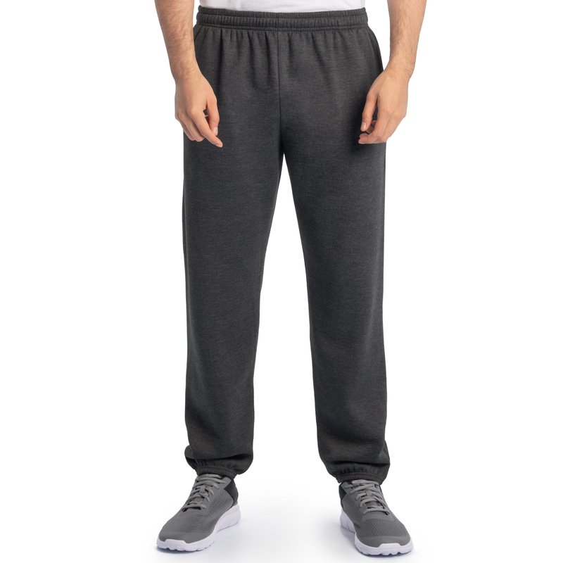 Fruit of the Loom mens Eversoft Fleece & Joggers (Regular Big Man) Sweatpants, Elastic Bottom - Black Heather, XX-Large US