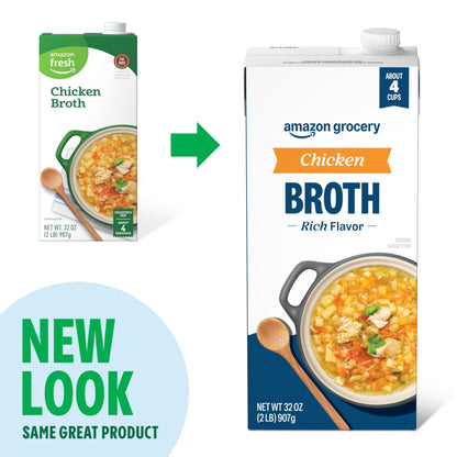Amazon Grocery, Chicken Broth, 32 Oz (Previously Amazon Fresh, Packaging May Vary)