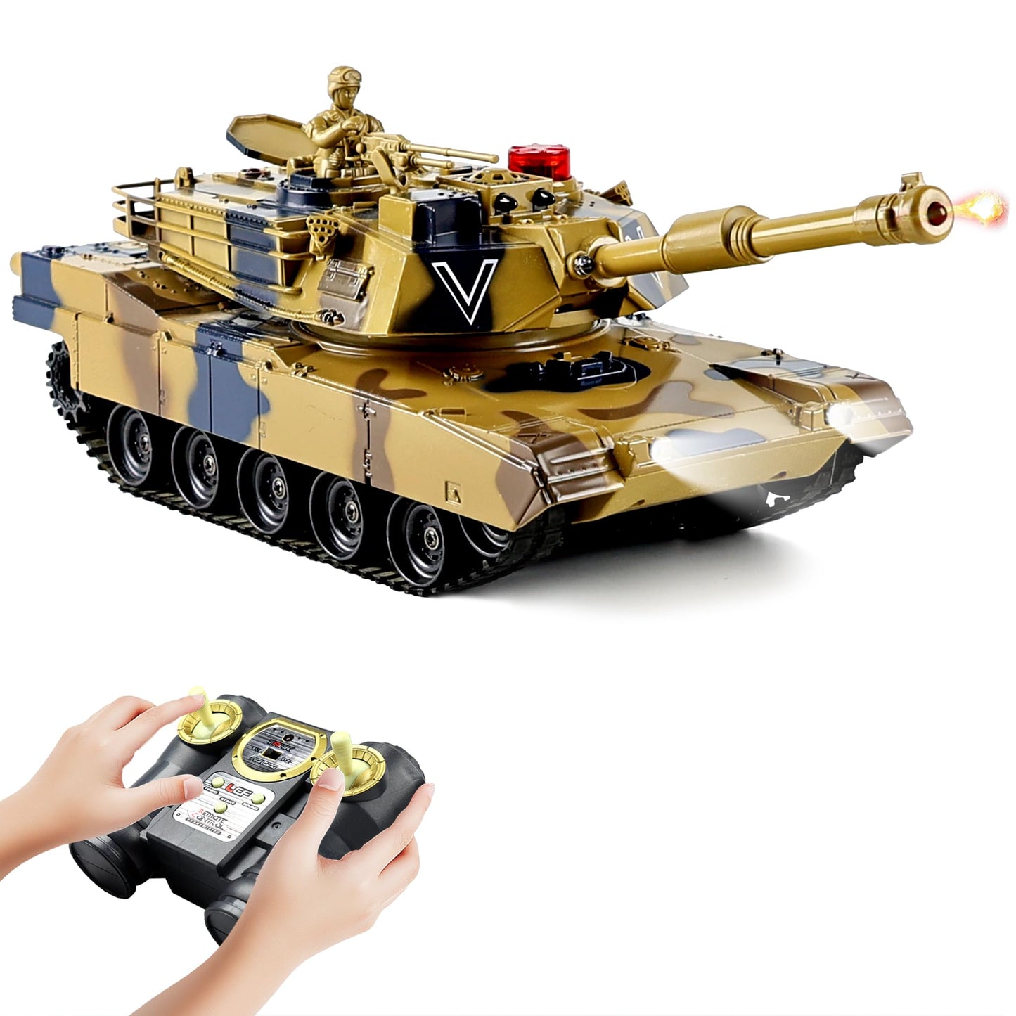 1/24 RC Tank,Remote Control Tank for Boys with Smoke, Lights & Sounds,2.4GHz Ger Leopard II Army Model,Military Toys Gift for Kids Ages 6+