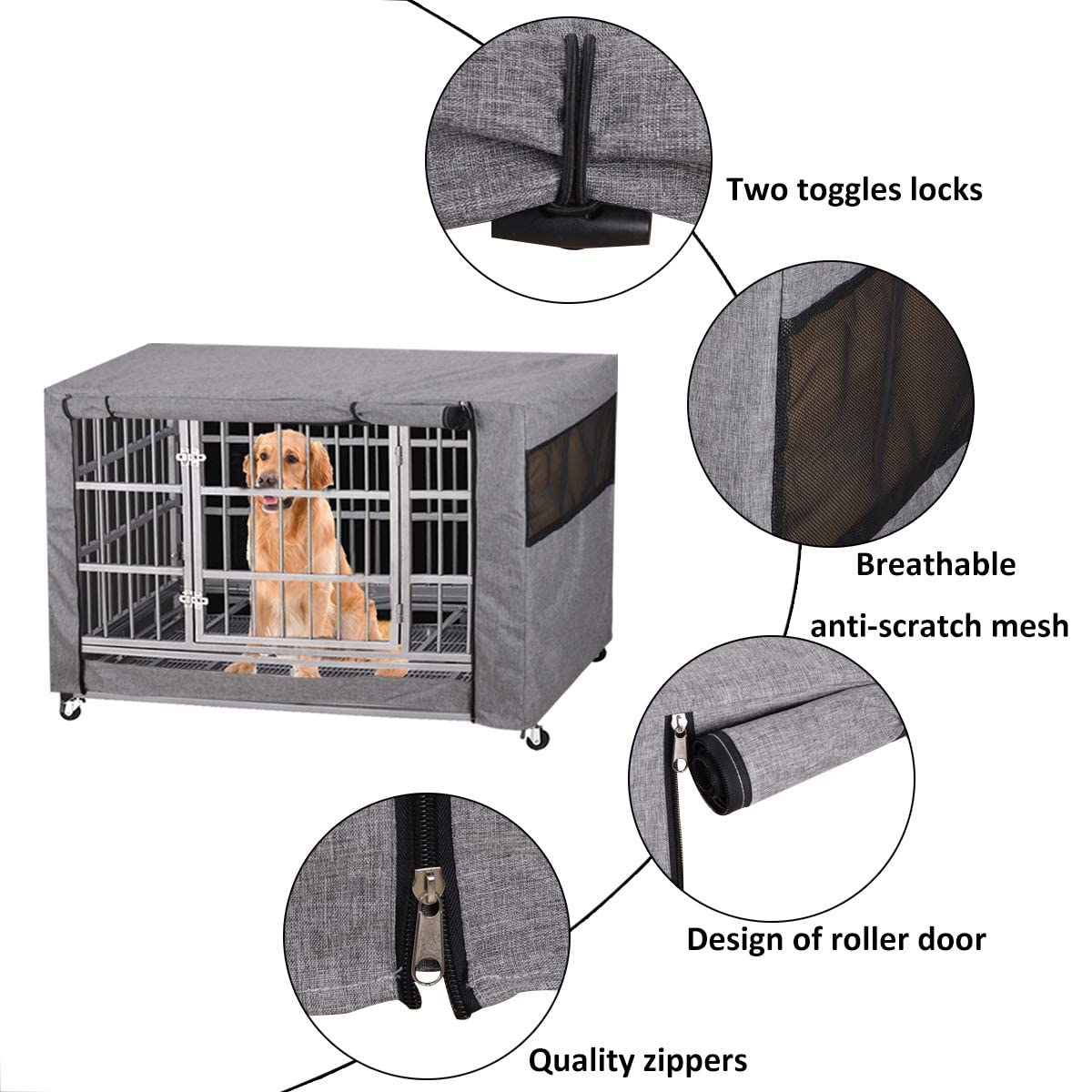 Chengsan Durable Windproof Dog Crate Cover for Metal Crate Indoor Outdoor Protection