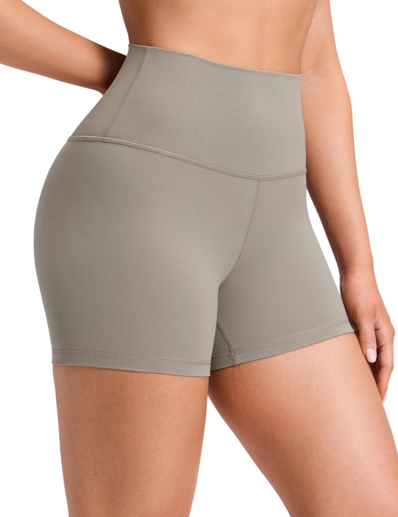 CRZ YOGA Butterluxe Biker Shorts 4'' - High Waisted Booty Workout Volleyball Yoga Womens Spandex Warm Ash Grey Large