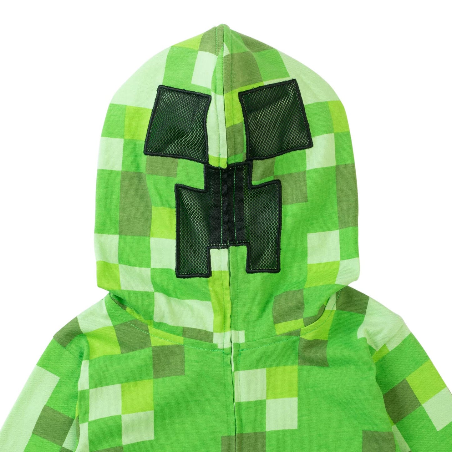 Minecraft Creeper Little Boys Cosplay Zip Up Coverall with Mesh Hood Mask Green 7-8