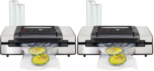 Nesco Deluxe Food VS-12 Vacuum Sealer, 130 Watts, Kit Bags & Viewing Lid, Compact, Silver (Pack of 2)