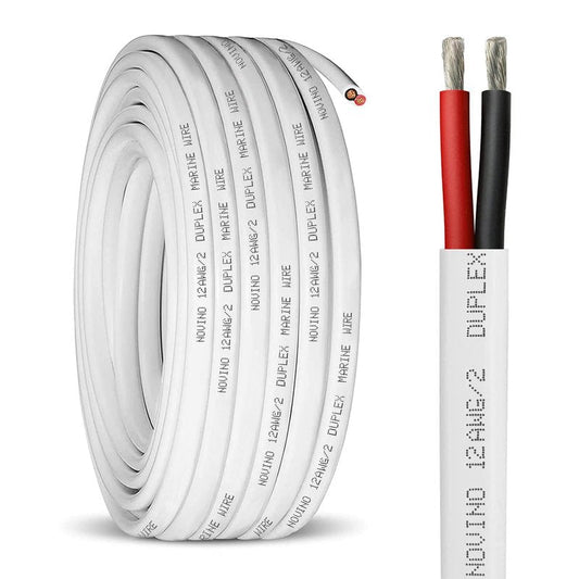 12 Gauge Marine Wire,12 AWG 200ft Duplex Marine Grade Wire Tinned Copper Heavy Duty Sheathed Cable for Boat/Automotive/RV/Camper/Trailer Outdoor Use
