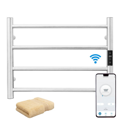 KEG Towel Warmer 8 Bars for Bathroom Freestanding or Wall Mounted Bath Towel Heater Plug-in with Built-in Timer Silver