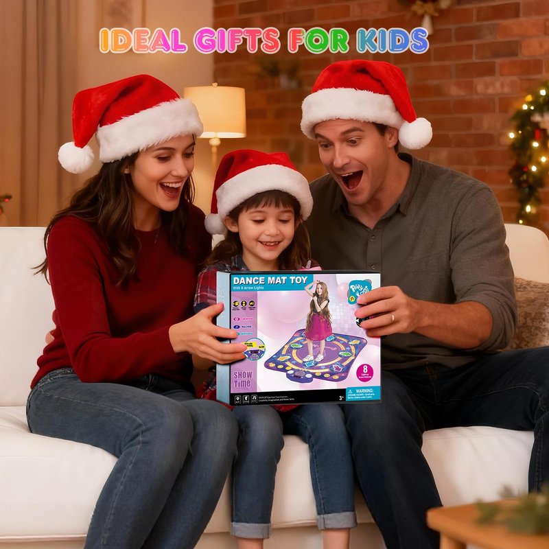 Dance Mat Toys for 3-12 Year Old Girls & Boys, Dance Mats with Light Up 8-Buttons & Wireless Bluetooth, Music Dance Toy with 5 Modes Game, Birthday Xmas Gifts for 3 4 5 6 7 8 9 10+ Year Old Girls Boys