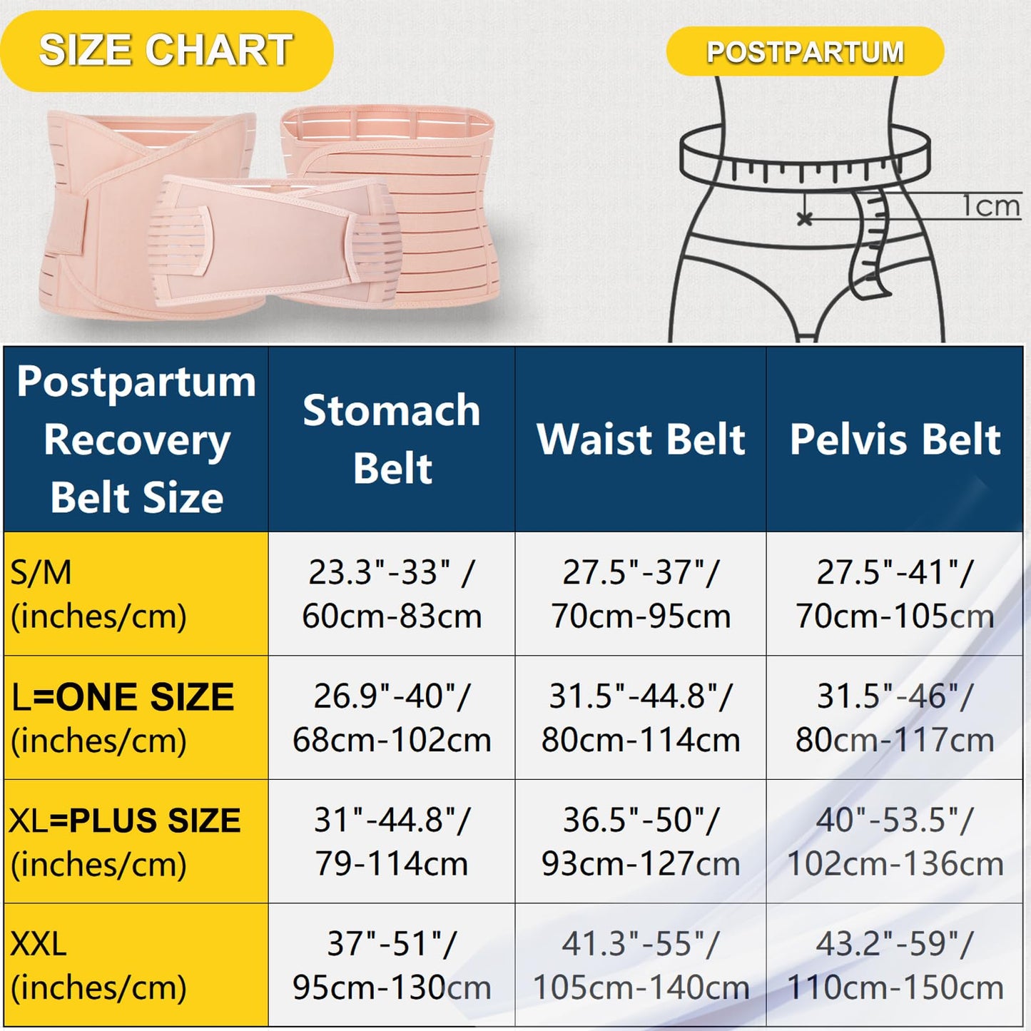 ChongErfei 3 in 1 Postpartum Support - Recovery Belly/waist/pelvis Belt Shapewear Slimming Girdle, Beige, L For Posture Correction