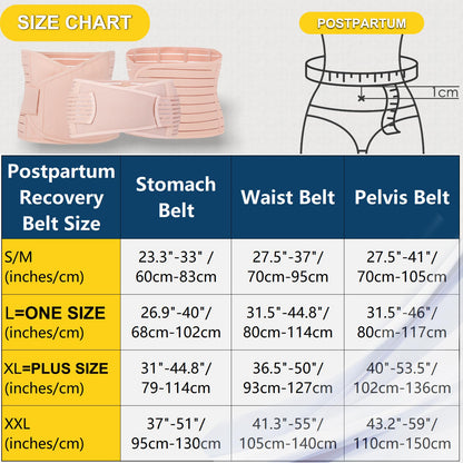 ChongErfei 3 in 1 Postpartum Support - Recovery Belly/waist/pelvis Belt Shapewear Slimming Girdle, Beige, L For Posture Correction