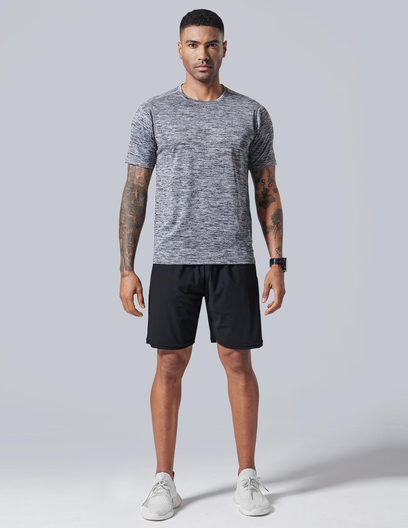 5 Pack Men’s Active Quick Dry Crew Neck T Shirts | Athletic Running Gym Workout Short Sleeve Tee Tops Bulk (Set 1, 4X-Large)