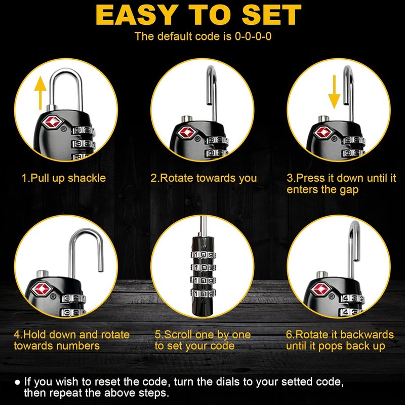 TSA Approved Gun Case Locks - 4 Digit Combo Padlocks for Pistol & Revolver | 2 Pack