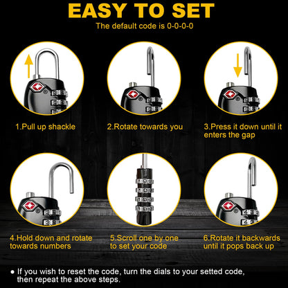 2 Pack TSA Approved Gun Case Locks - 4 Digit Travel Locks, Small Combo Padlocks for Pistol & Revolver Hard Cases