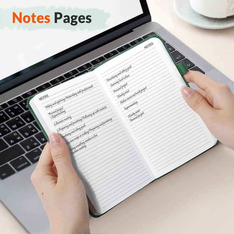 SUNEE 2026 Weekly & Monthly Hardcover Planner 5.5" x 8.3" - 12 Month (January 2026 - December 2026), Small Hardcover Planner, Pocket, Notes, 100 GSM Paper, Deep Green
