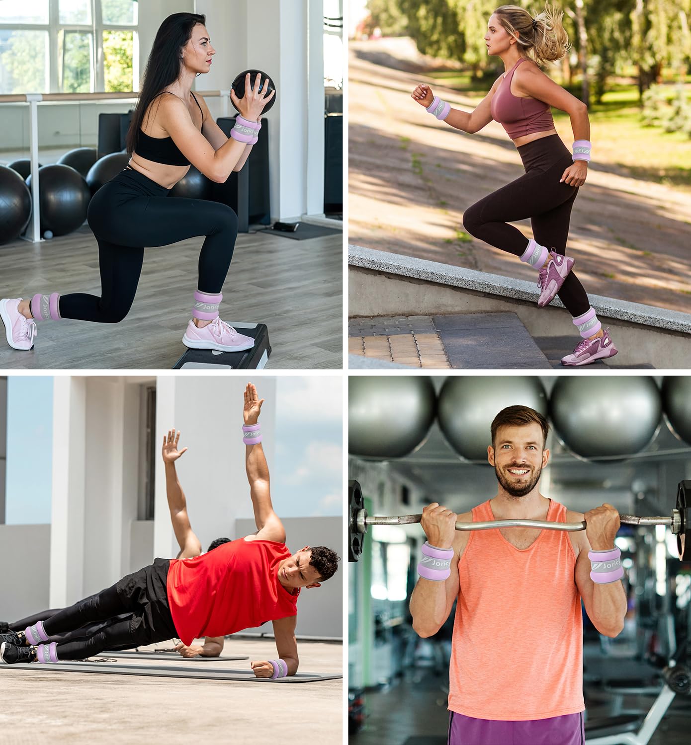 Ankle Weights, Wrist Leg Arm Weights for Women Men Kids Child with Adjustable Straps,A Pair of 1LBS(0.5LB Each Weight) Strength Training Weighted for Jogging, Running, Walking, Fitness, Light Purple