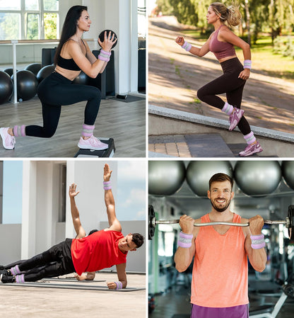 Ankle Weights, Wrist Leg Arm Weights for Women Men Kids Child with Adjustable Straps,A Pair of 1LBS(0.5LB Each Weight) Strength Training Weighted for Jogging, Running, Walking, Fitness, Light Purple