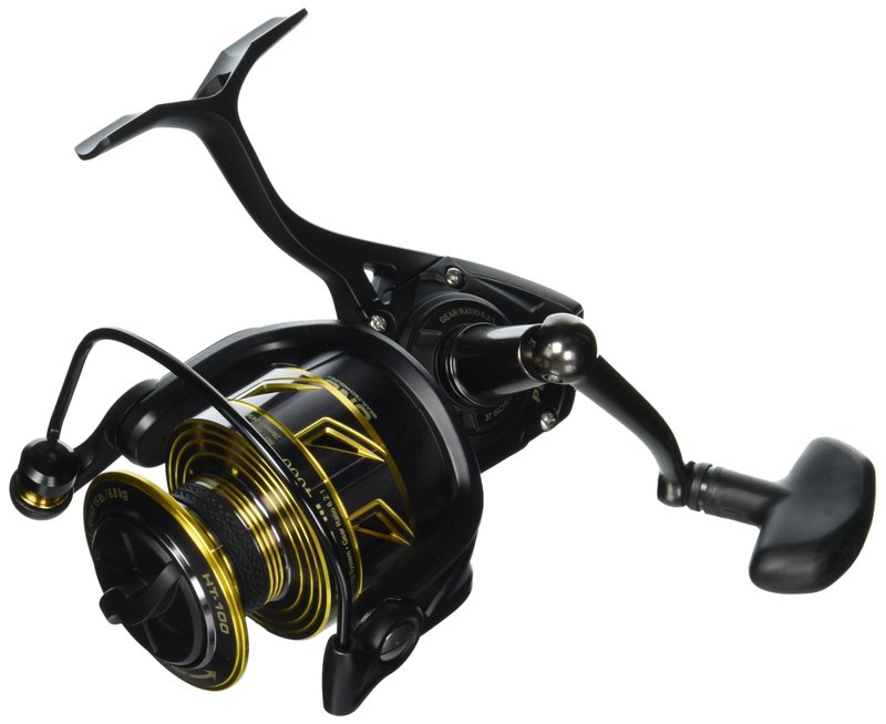 PENN Battle III Spinning Inshore Fishing Reel, HT-100 Front Drag, max of 15lb | 6.8kg, Made with Sturdy All-Aluminum Composition for Durability, 4000, black gold